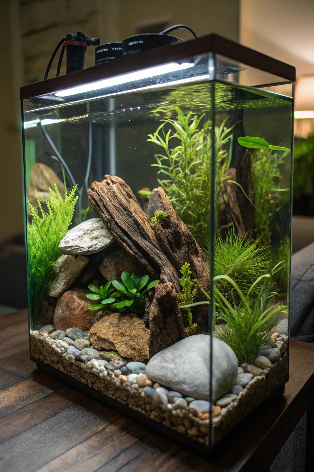 A natural aquascape introduces a hint of untamed beauty into your home.