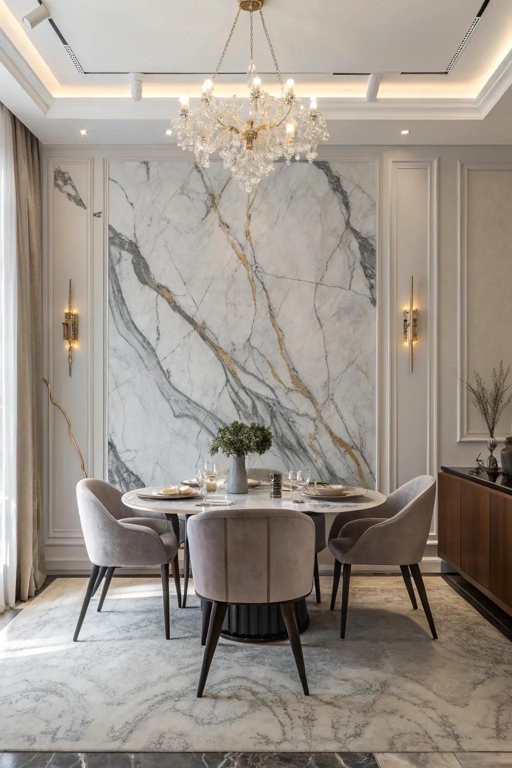 Quartz-inspired fluid designs present an elegant and tranquil foundation for any space.