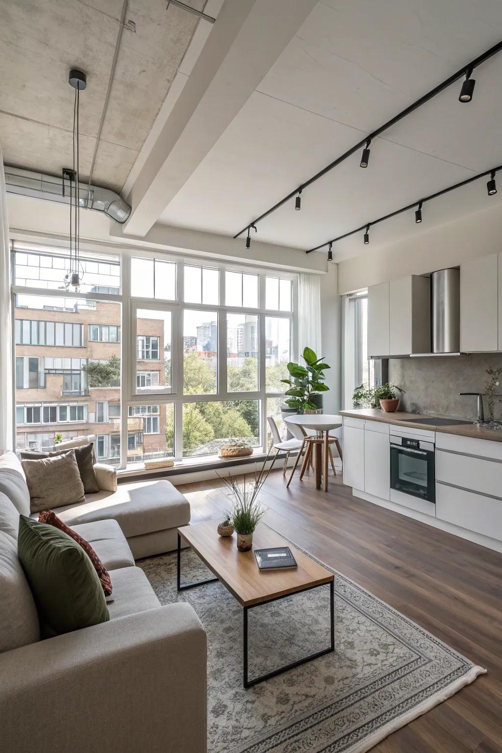 An open layout blends spaces to foster a seamless atmosphere.