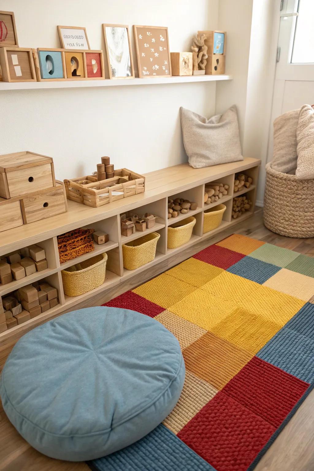 A tranquil corner perfect for block-building adventures.