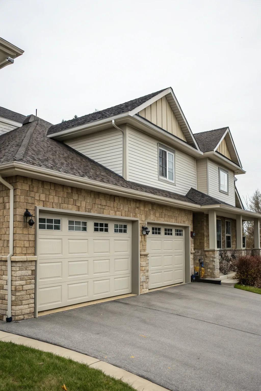 A garage that mirrors the home&rsquo;s architecture for a unified look.