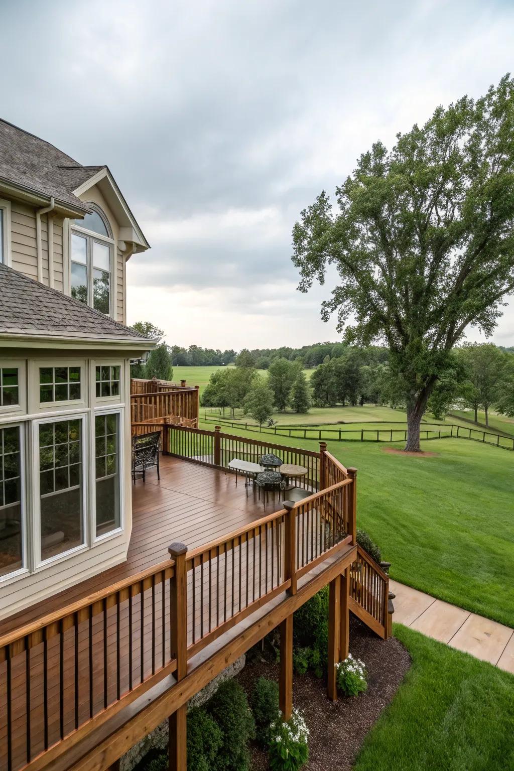 Elevated decks boast amazing views and a hint of class.