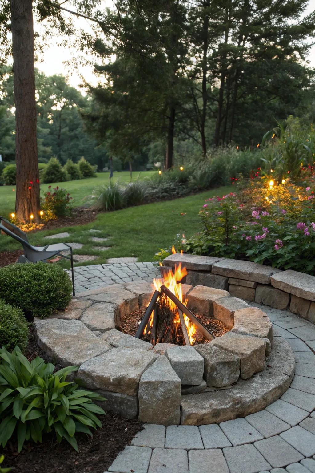 Design a welcoming bonfire area to serve as the centerpiece of your gathering.