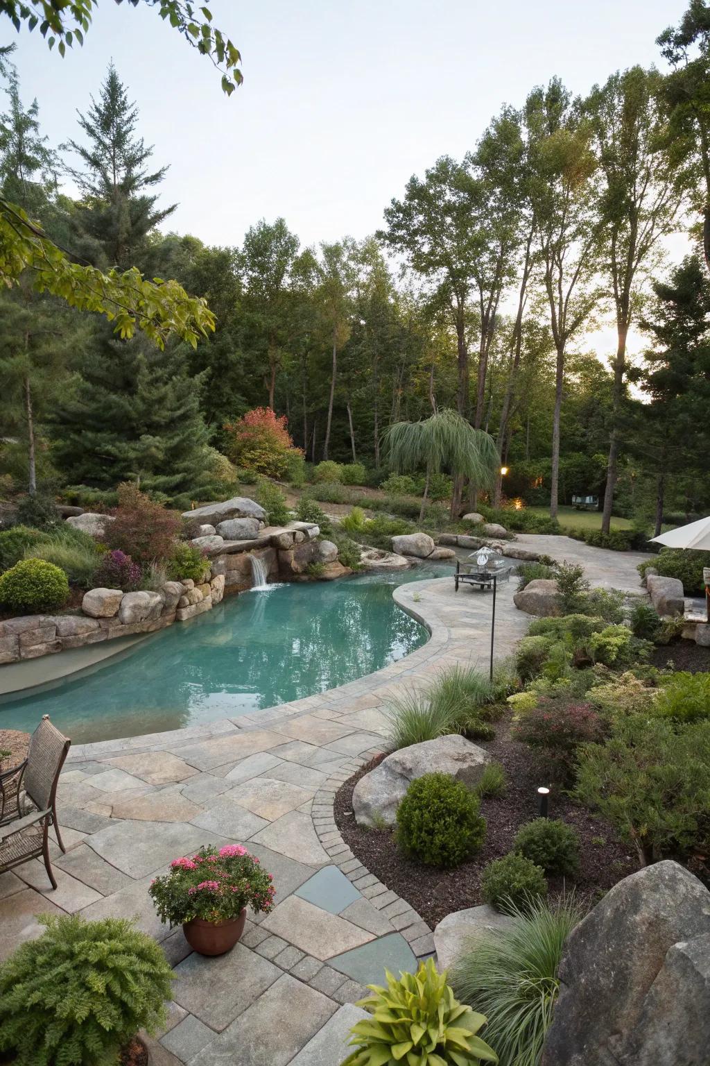 A peaceful pool design that flows with nature.