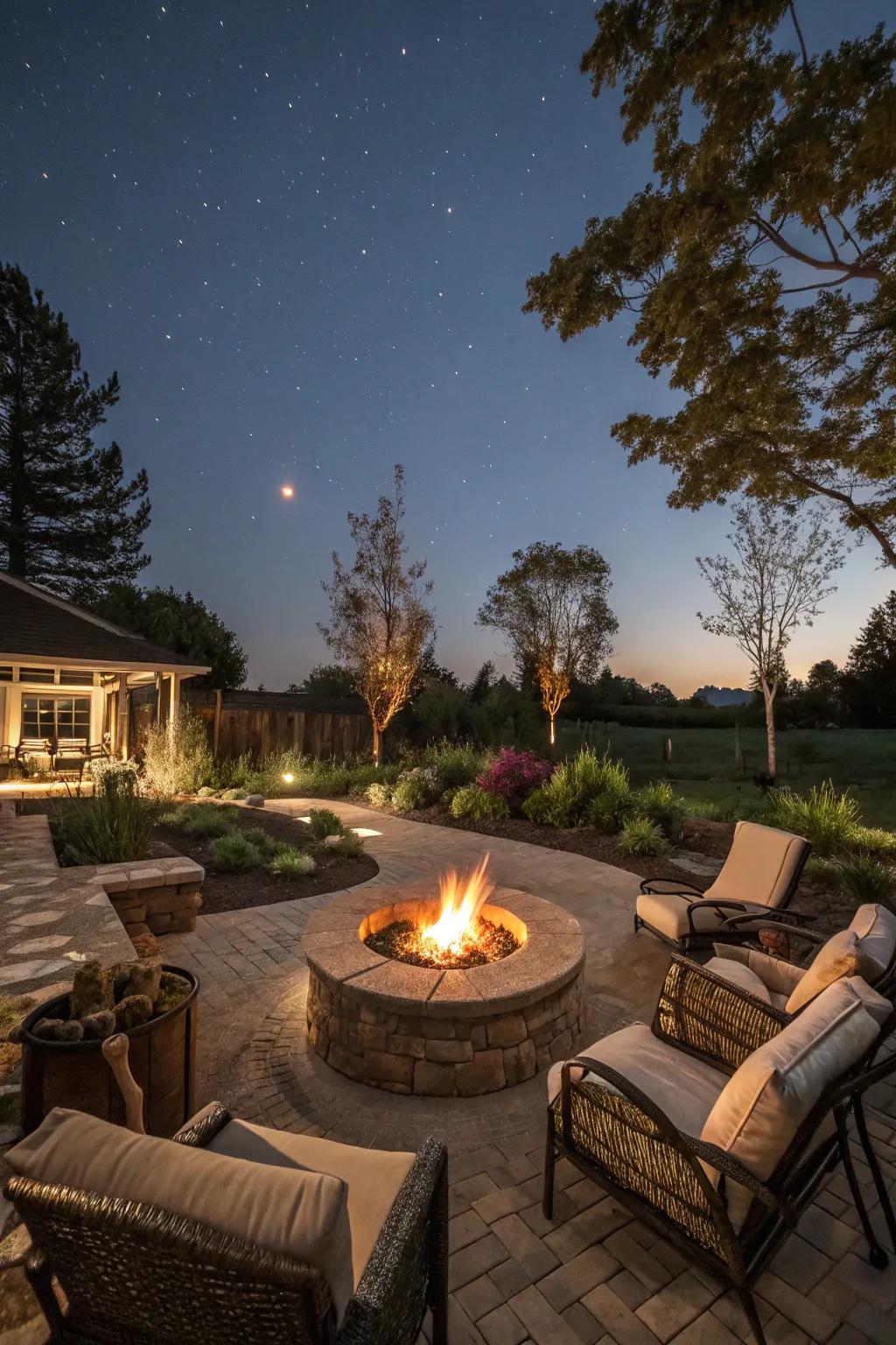 Design a welcoming nook in your yard with a fire pit as the central gathering point.