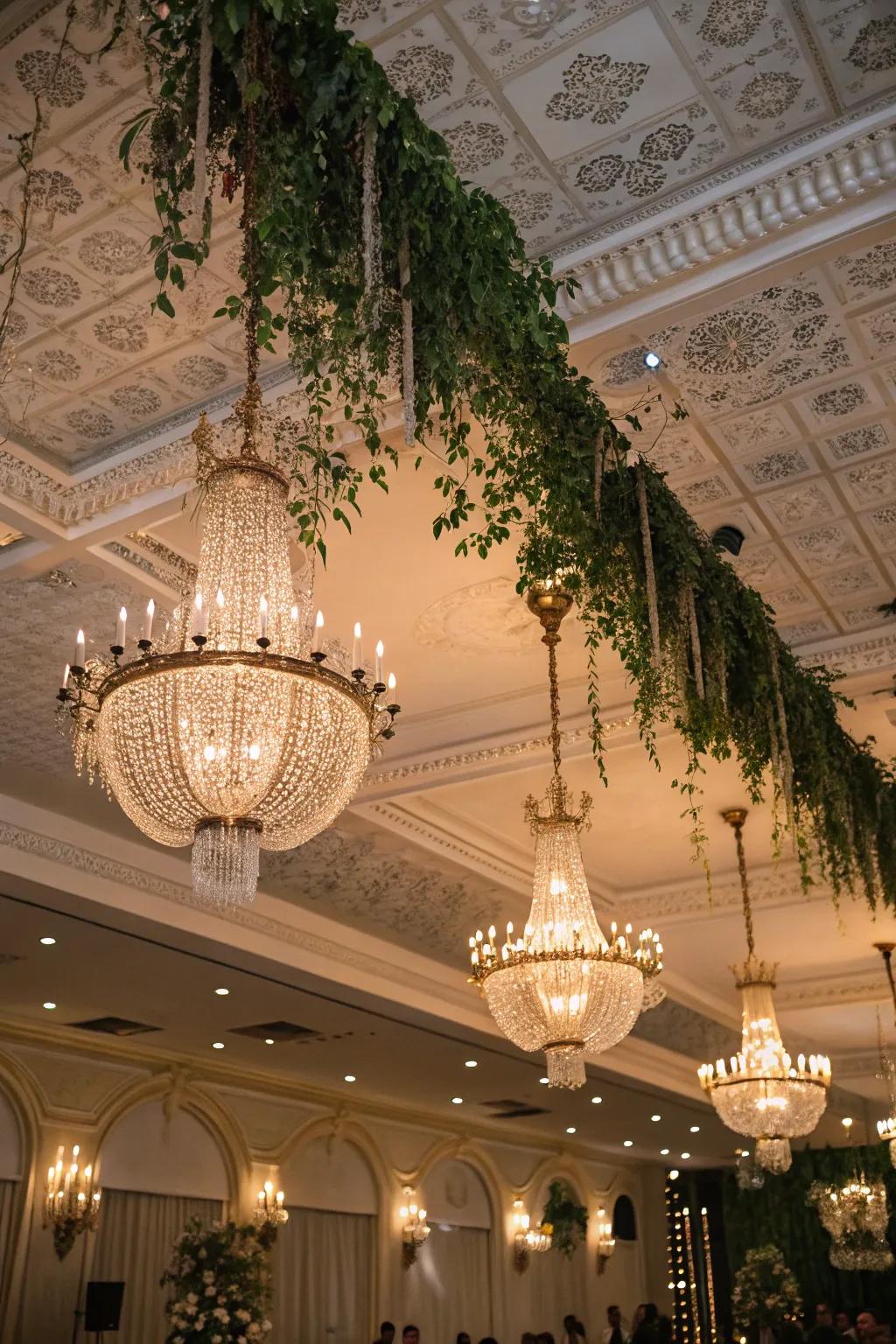 Enhance your ballroom with lavish roof decorations.