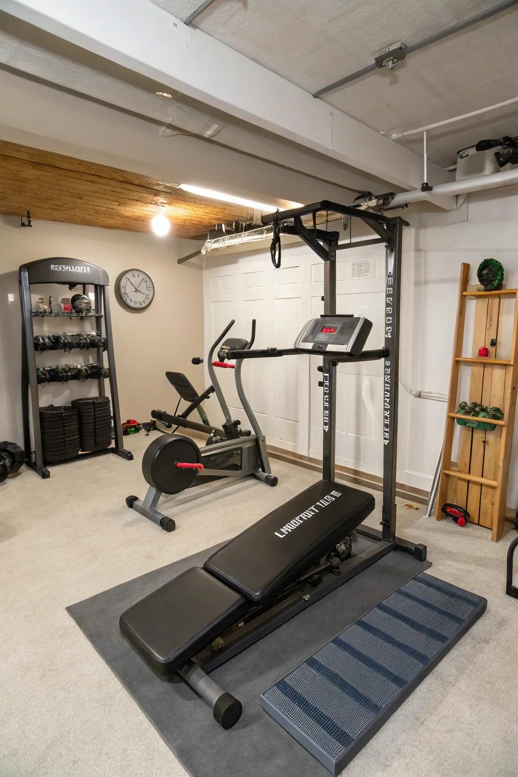 Small-scale equipment ensures your gym remains useful yet roomy.