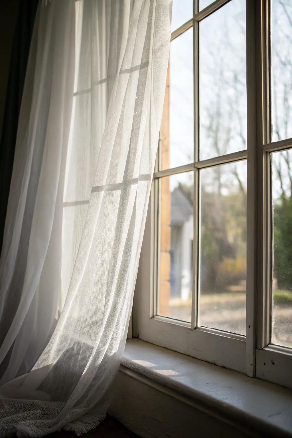 Ethereal curtains allow soft light to brighten your basement.