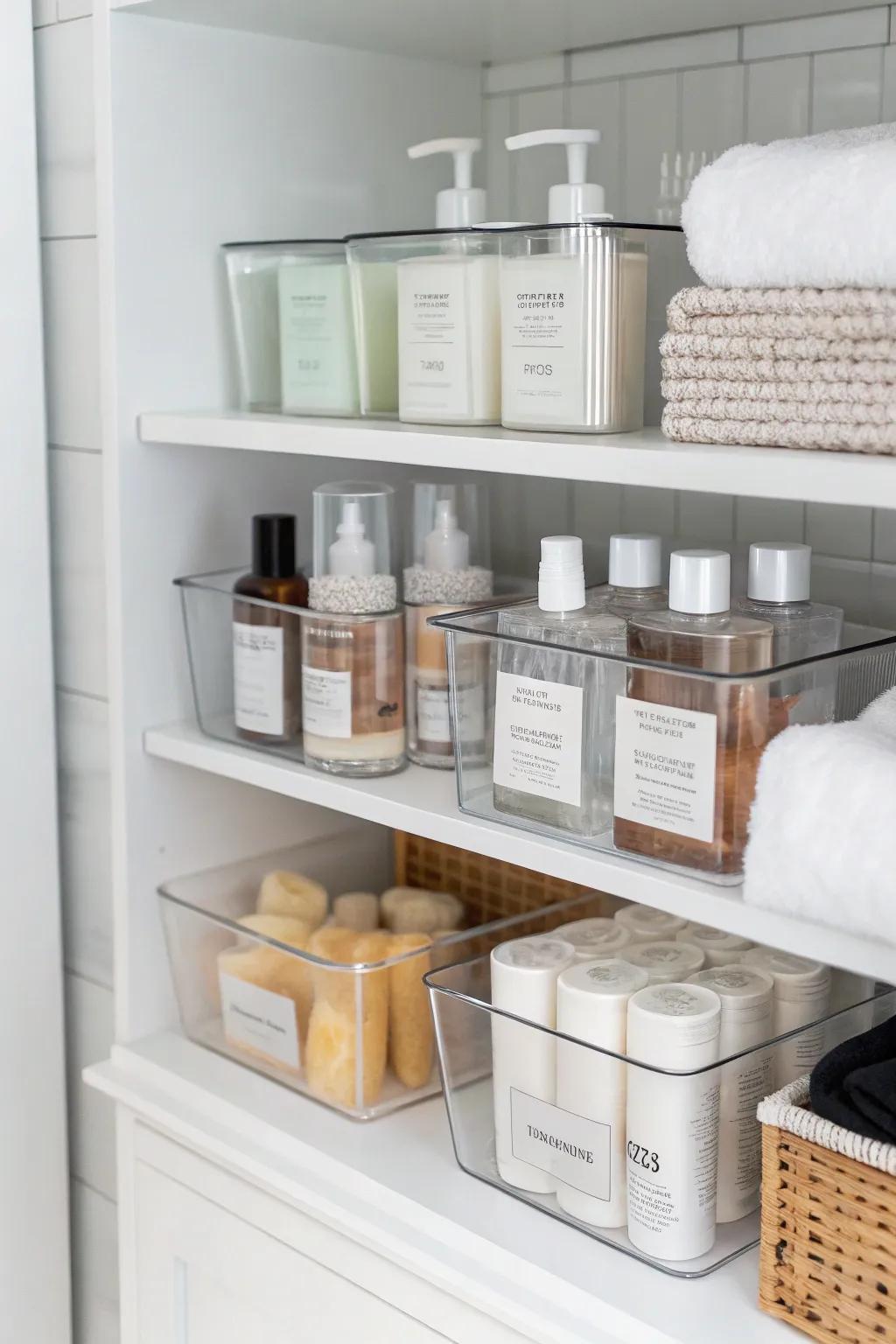 See-through containers make item retrieval effortless.