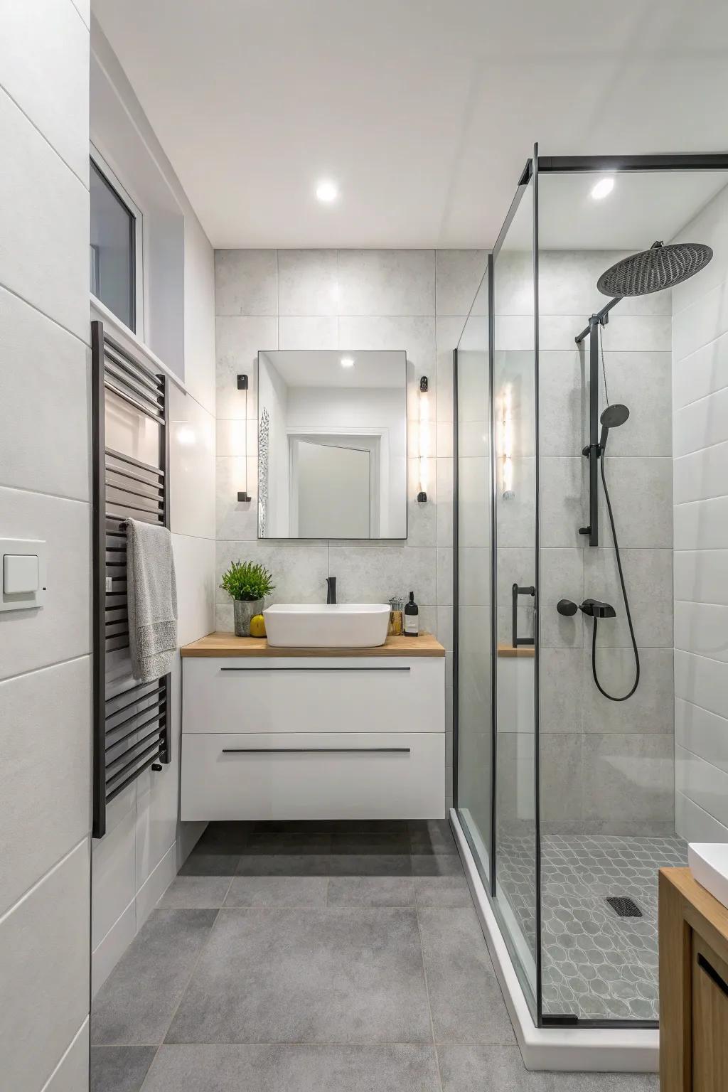 Embrace simplicity and elegance by using whites and grays in your bathroom.