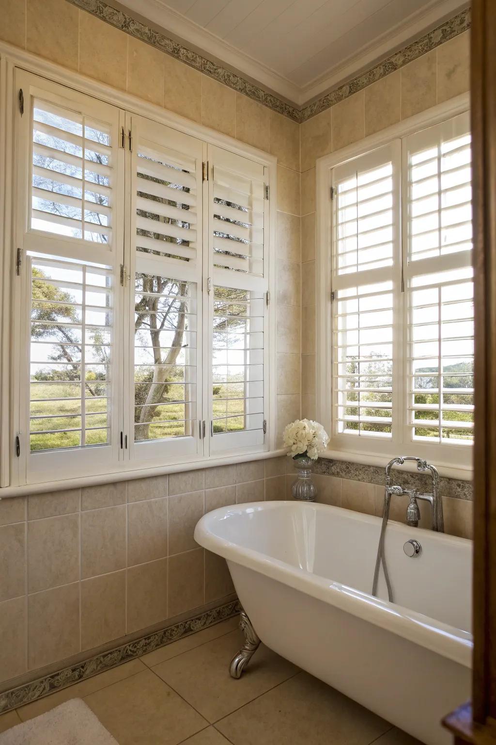 Classic charm: Shutters bring a timeless touch to your bathroom.