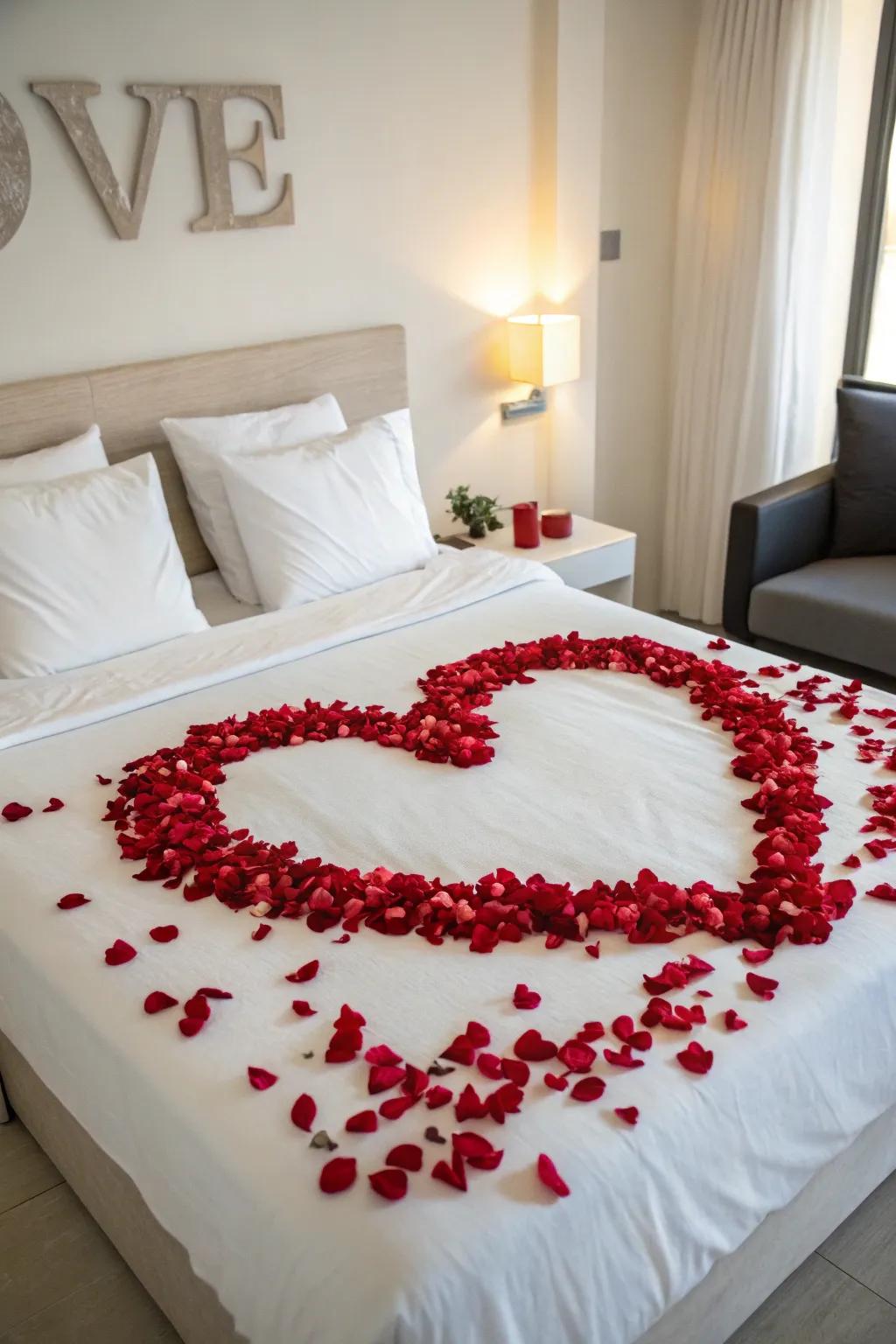 A quintessential heart-shaped arrangement of floral rounds for a hint of enduring romance.