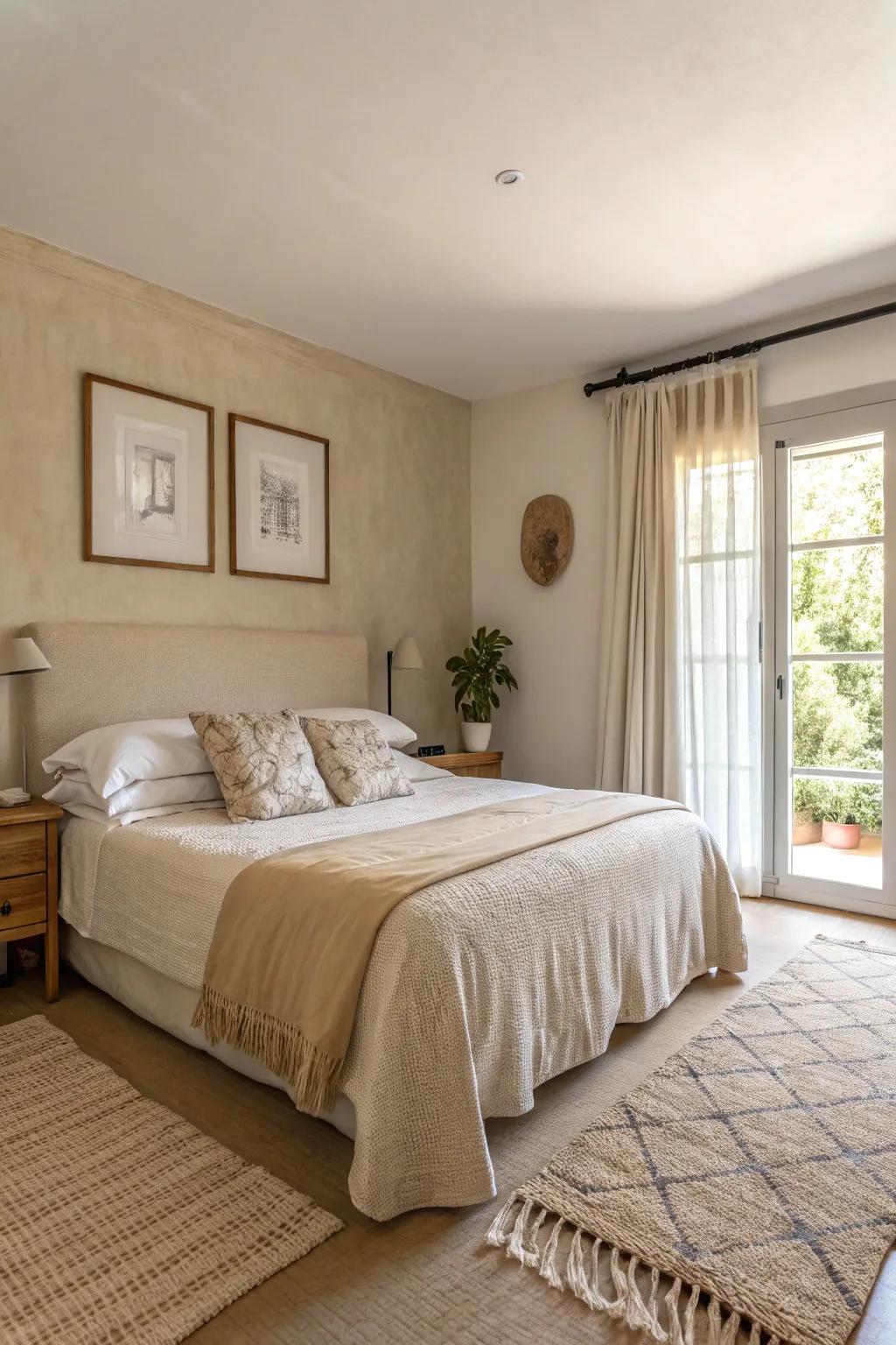 A calming color palette sets the foundation for a serene escape.