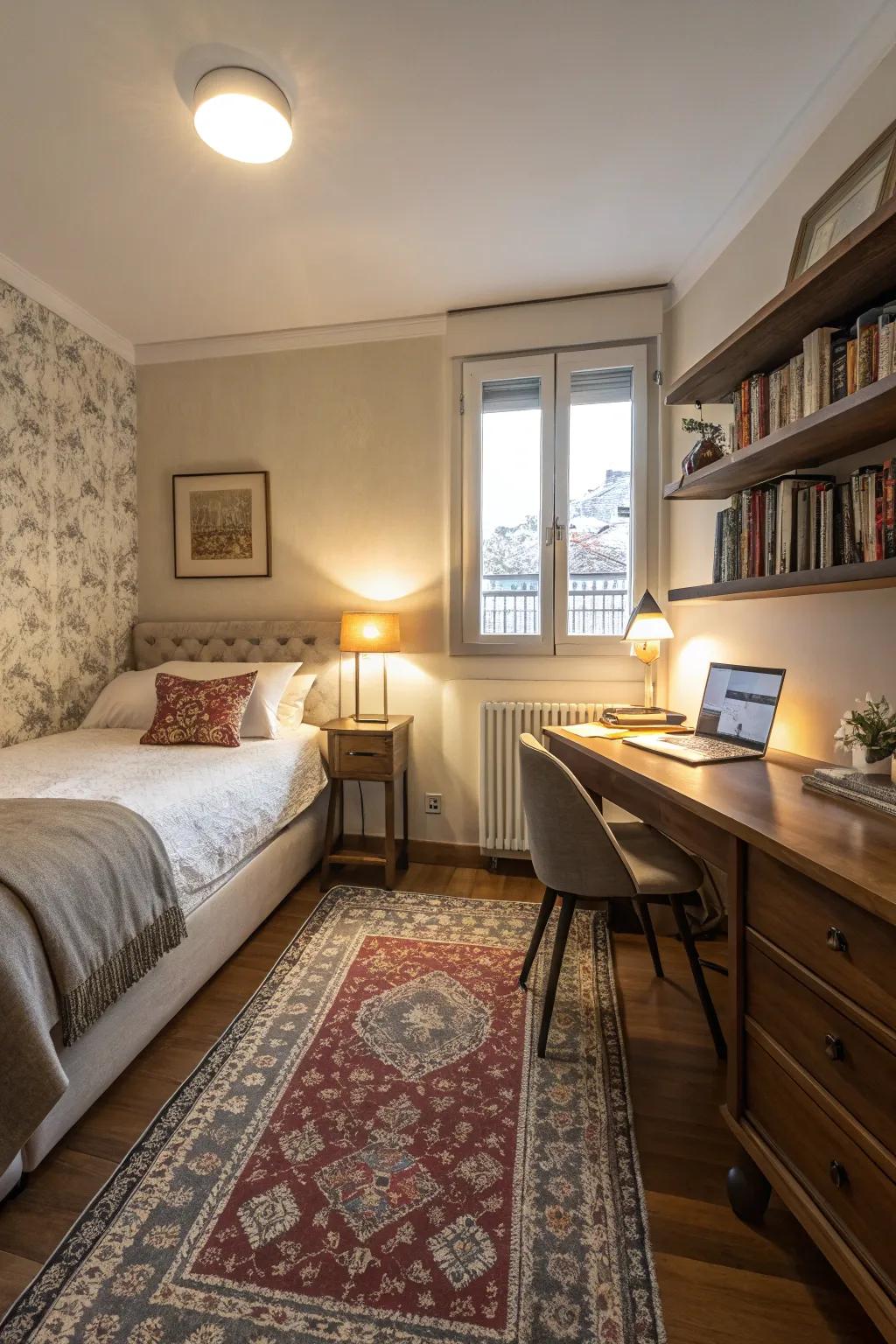 Achieve harmony by dividing your bedroom into zones.