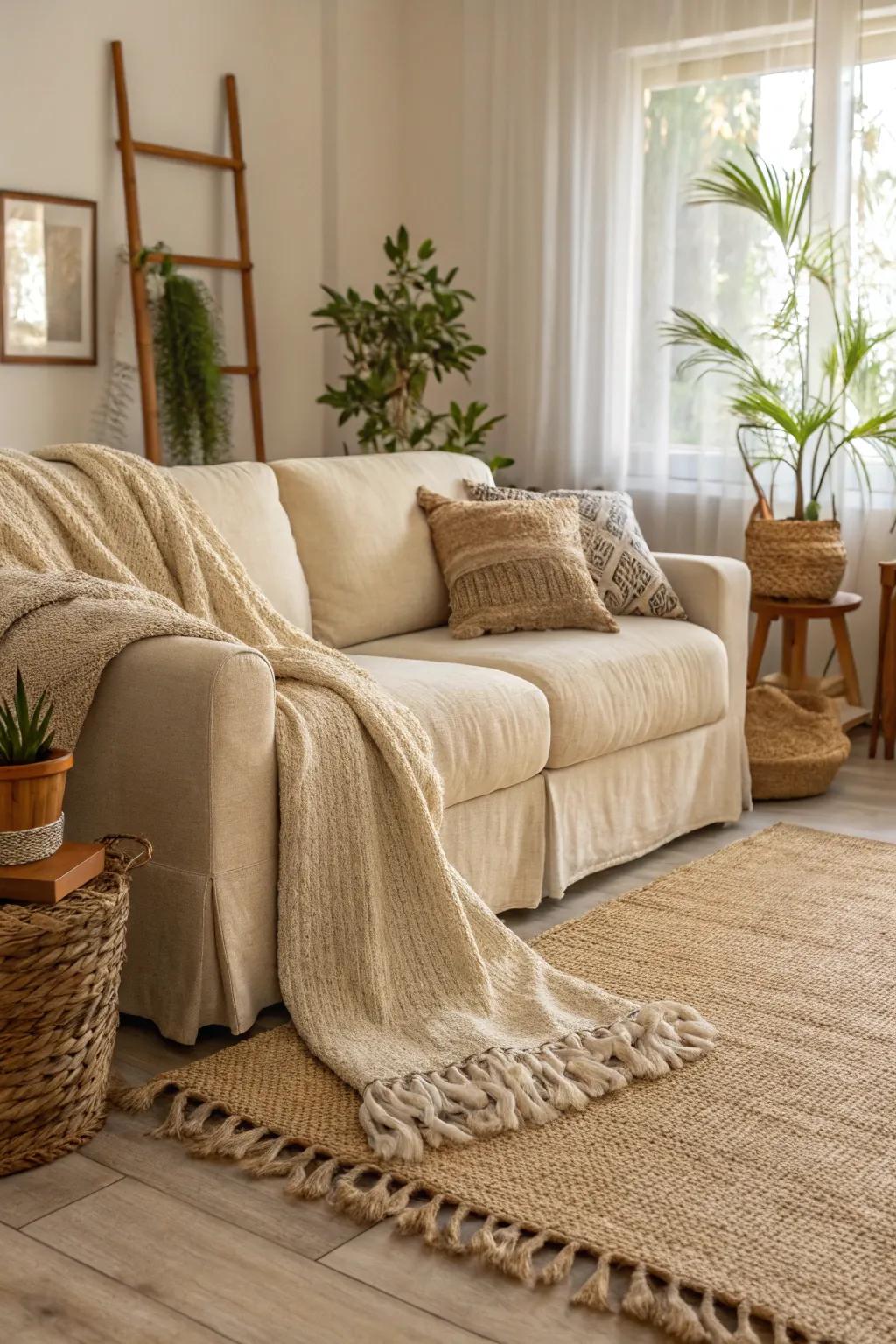 Layering textures enriches a beige color scheme.