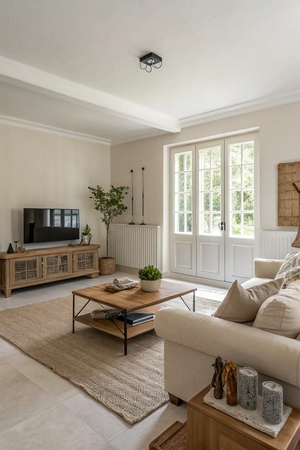 Neutral tones create a calming, spacious ambiance