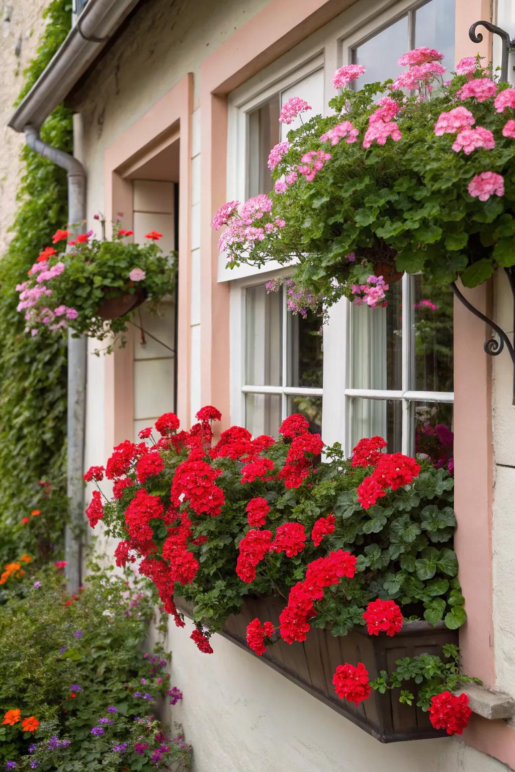 Geraniums lend a timeless appeal to any window.