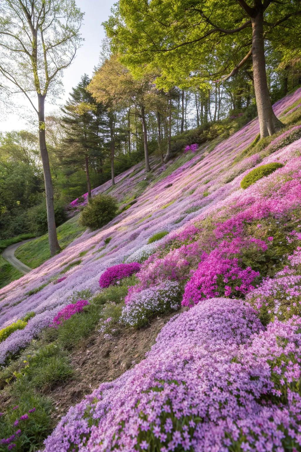 Creeping Phlox brings a burst of color to any slope.
