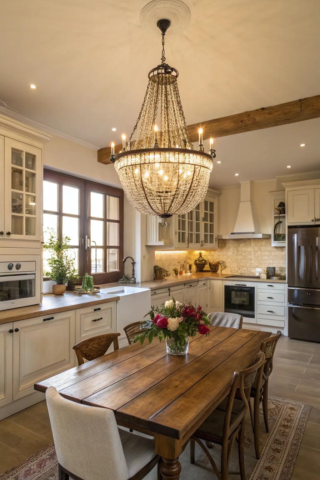 Elevate your dining space with a breathtaking chandelier.