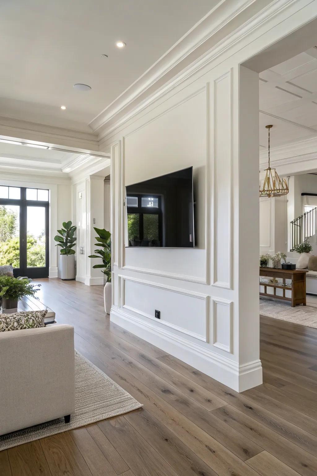 Mounting your TV on the wall contributes to a sleek and modern living room.