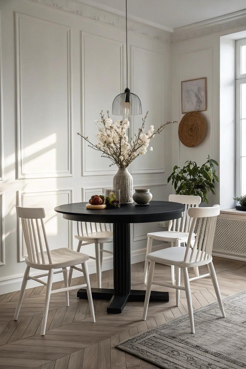 Simplicity meets elegance in a minimalist dining setup.