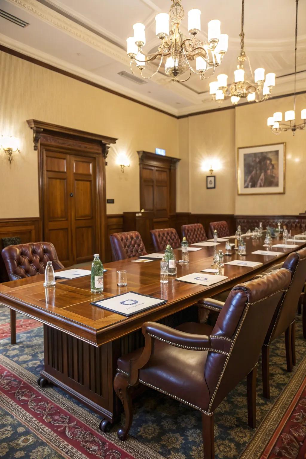 Classic conference room layout emphasizing direct communication.