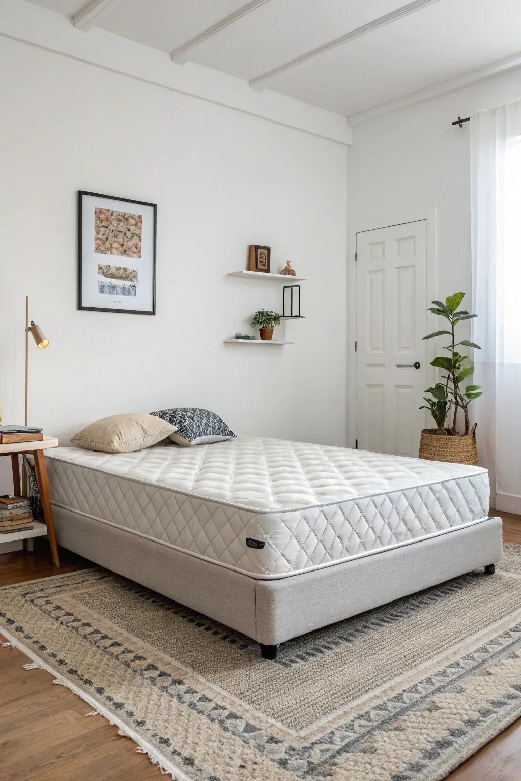 A simplified space showcasing a foundation placed directly on the floor.
