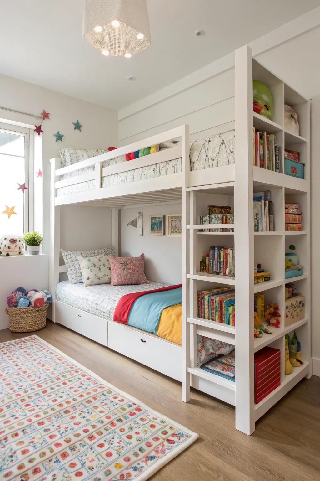 A vertical sleeper frees up more area for activities within a shared space.