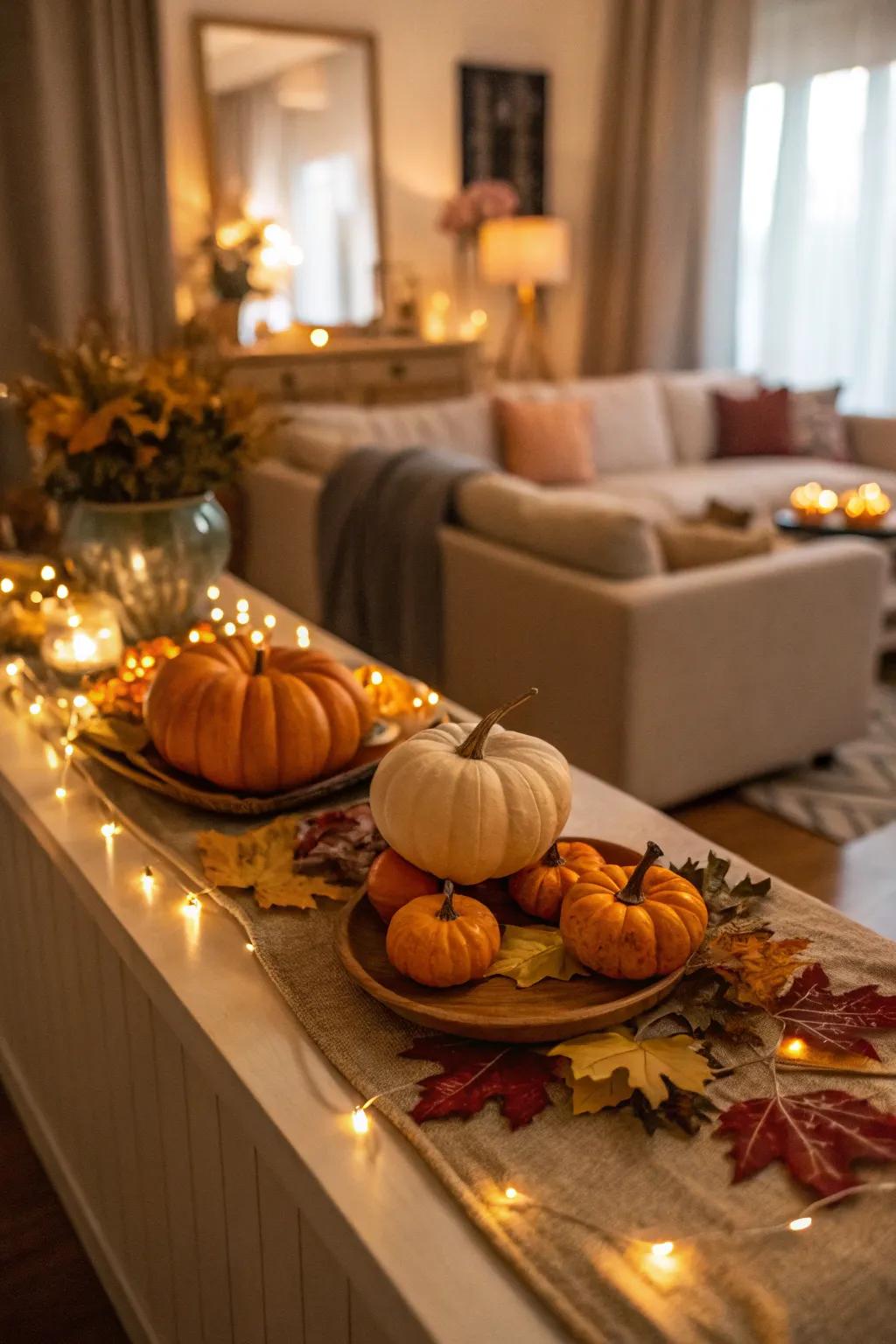 Celebrate the season with a fall-themed buffet table.