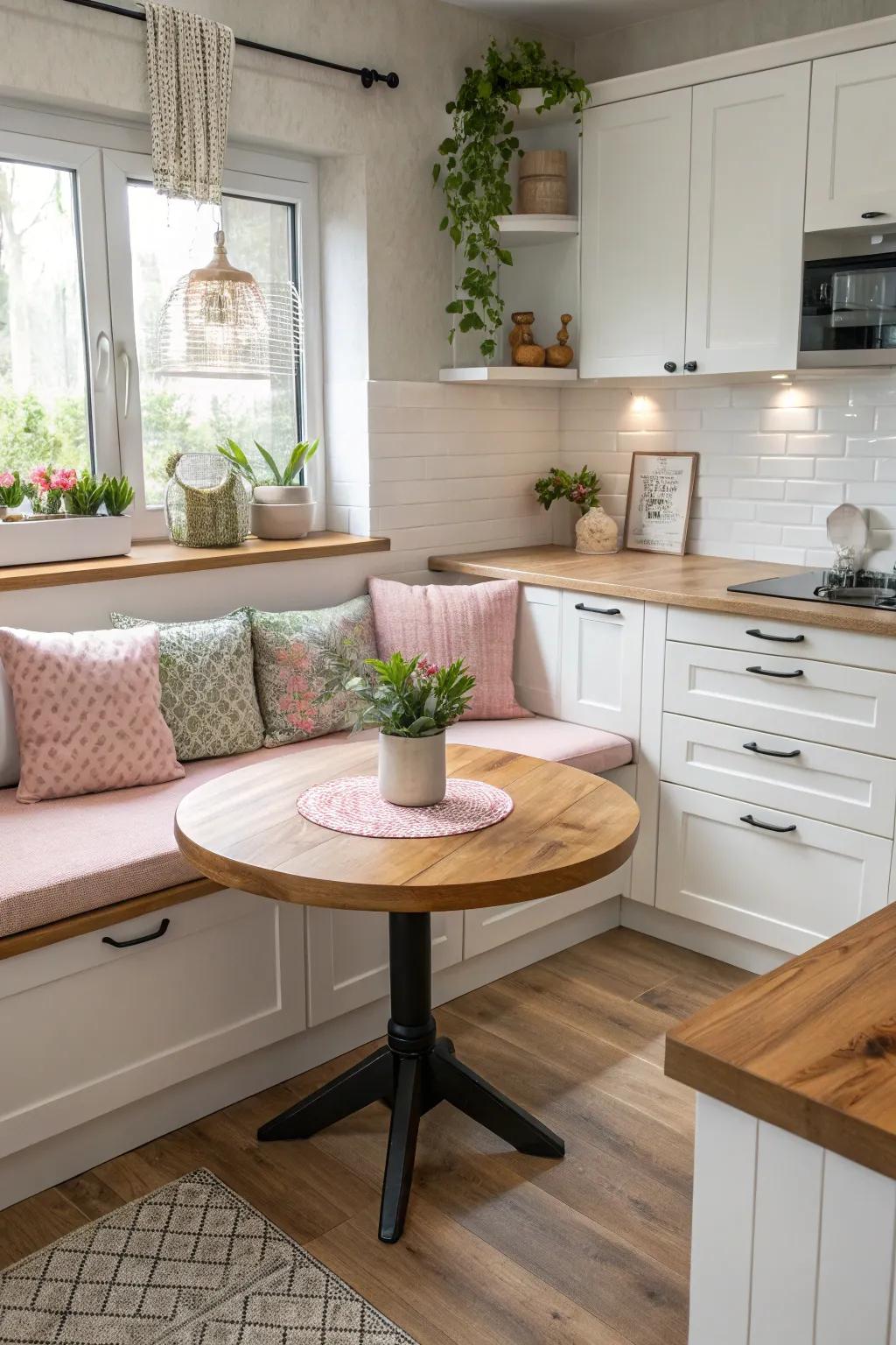 An ideal spot for close gatherings with L-shaped seating.