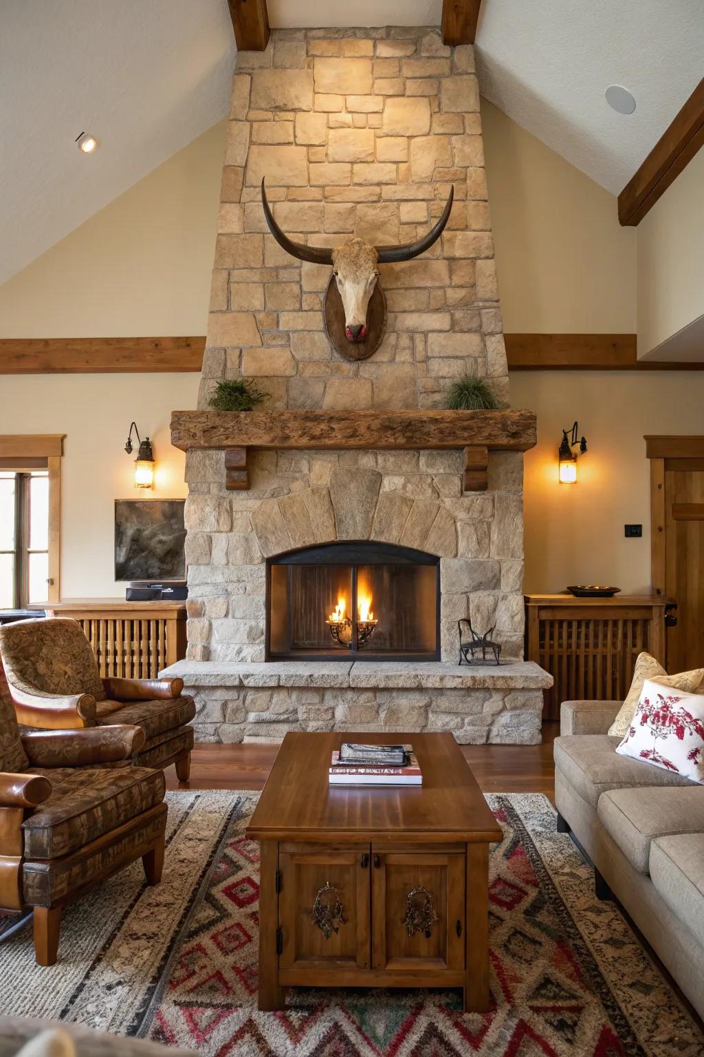 Country-style wall fixtures make a striking impression.