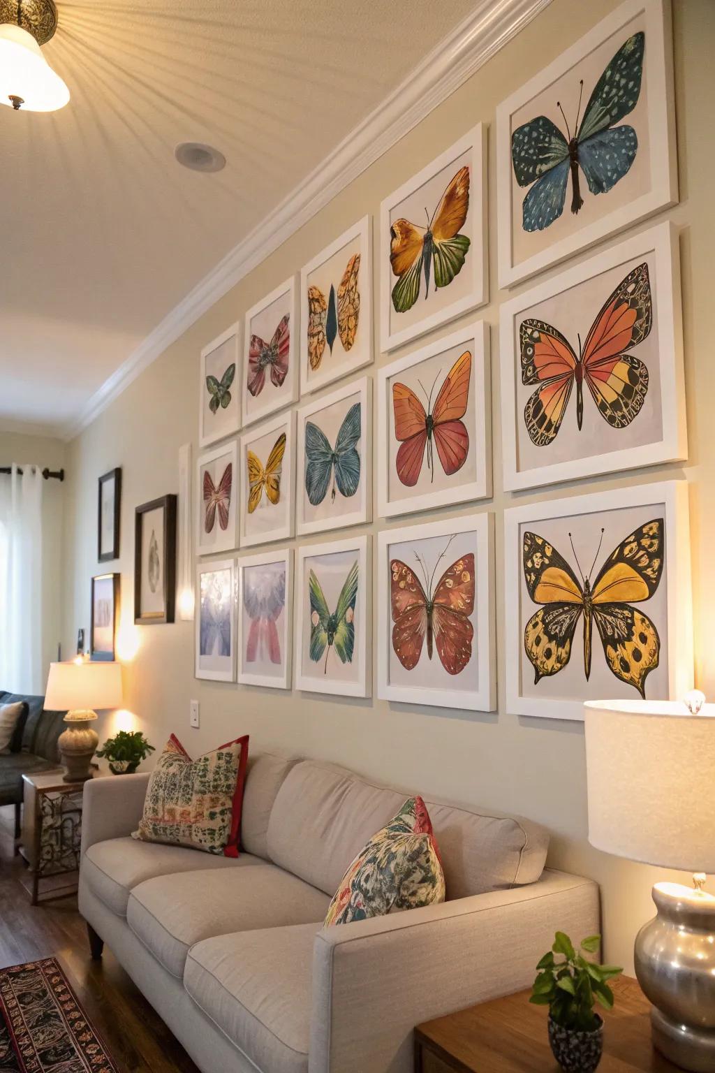 Make a bold statement using butterfly wall decorations.