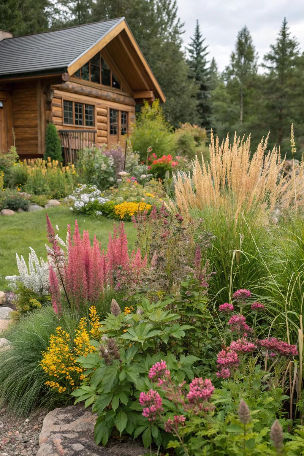 Local plants effortlessly enrich the beauty of your cabin's surroundings.