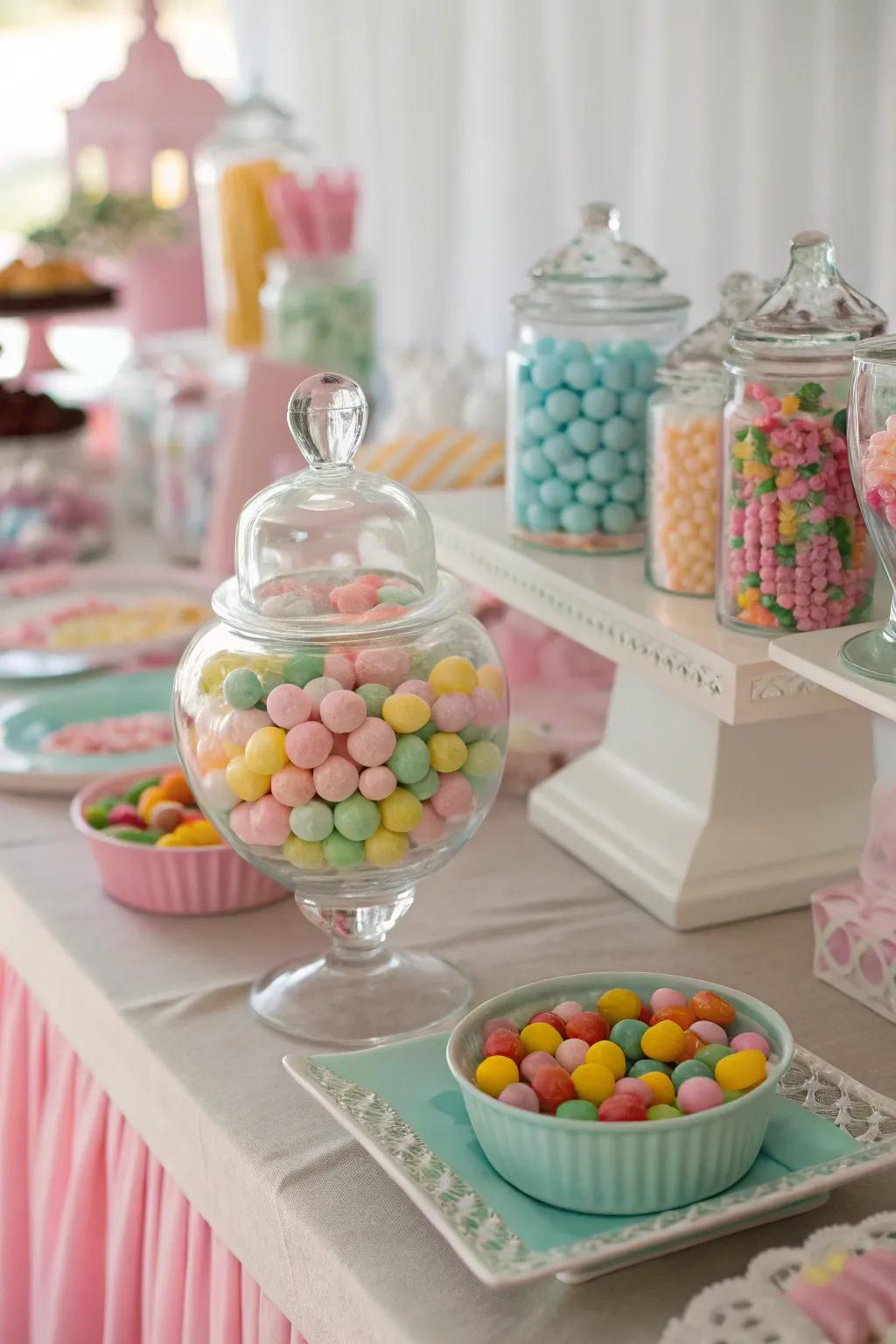 A pastel-inspired sweet table featuring perfectly coordinated hues