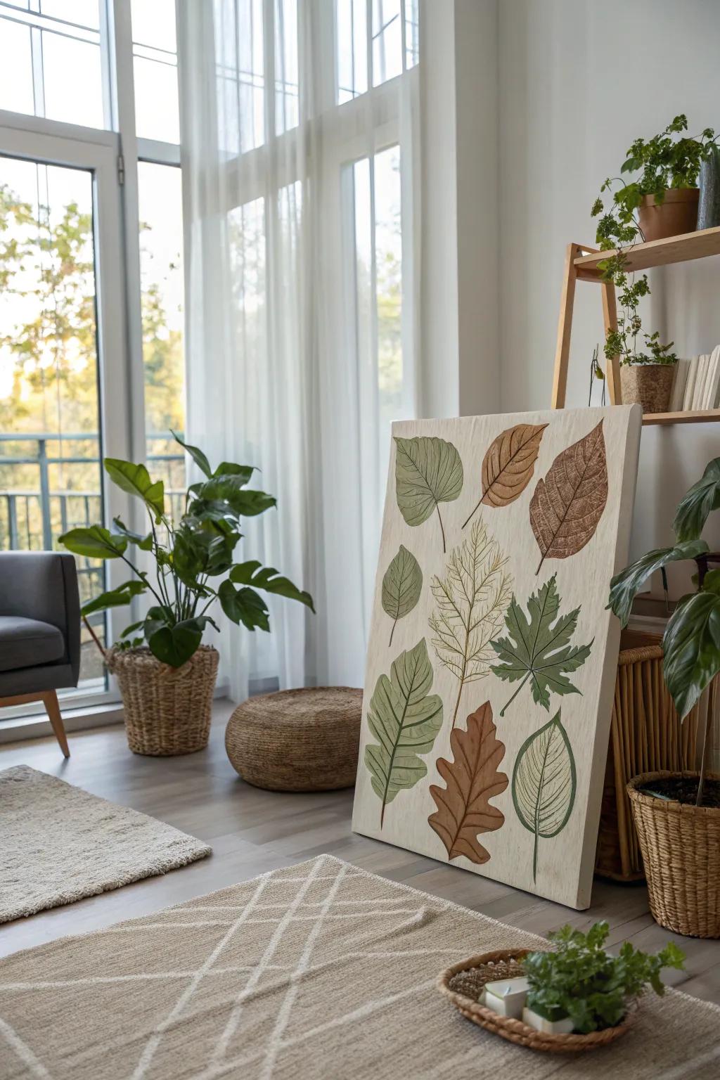 Botanical print art in a modern living space