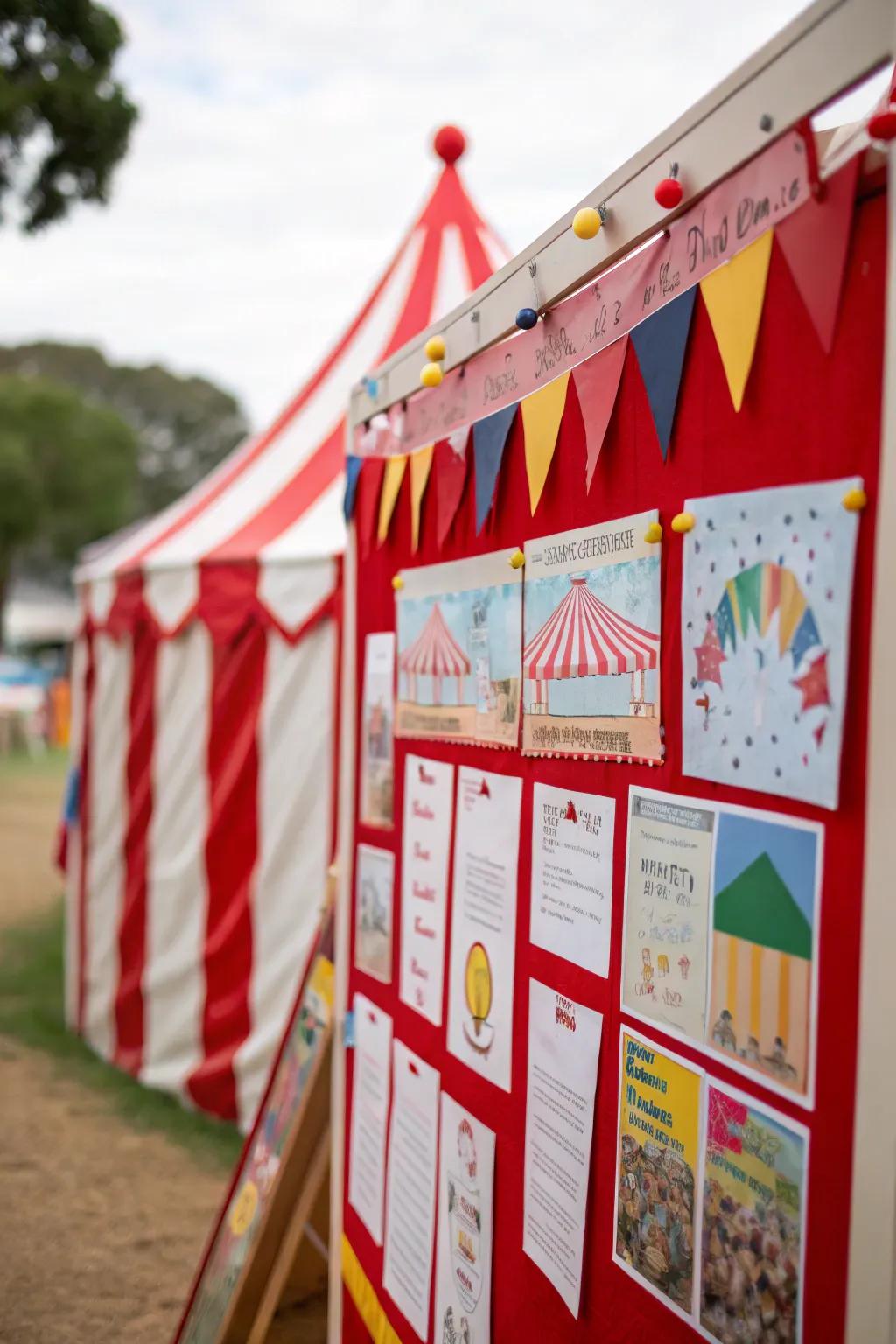 A captivating bulletin board showcasing classic big top canopies that inspire a sense of amazement.