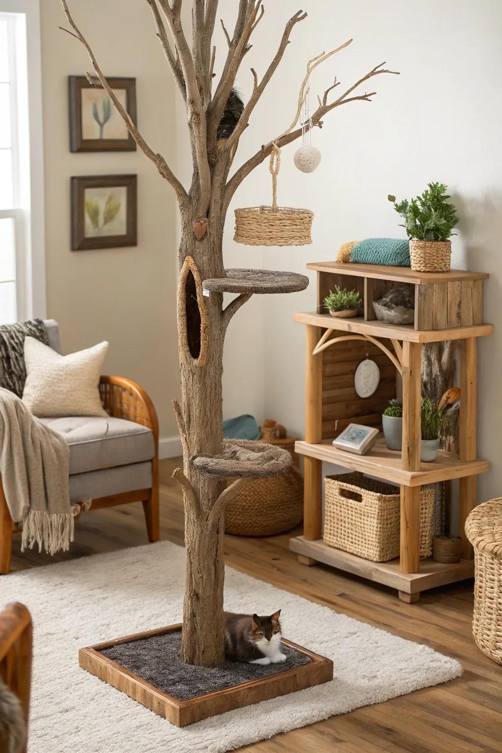 This organic-inspired cat tower introduces a natural element to your interior.