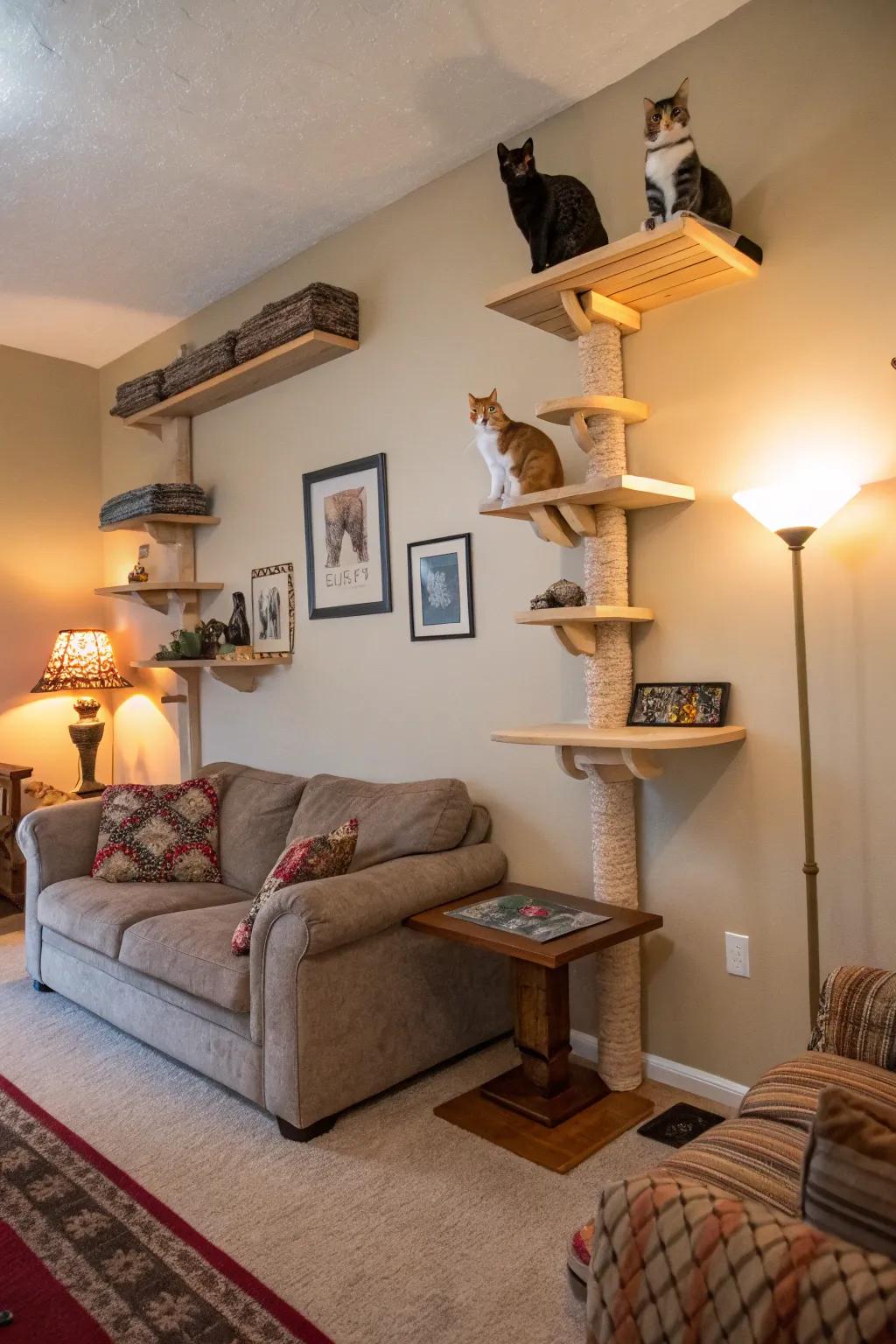 Multi-level platforms offer unlimited enjoyment for inquisitive cats.