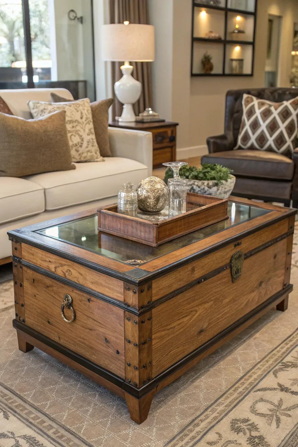 Turn your storage trunk into an elegant center table centerpiece.