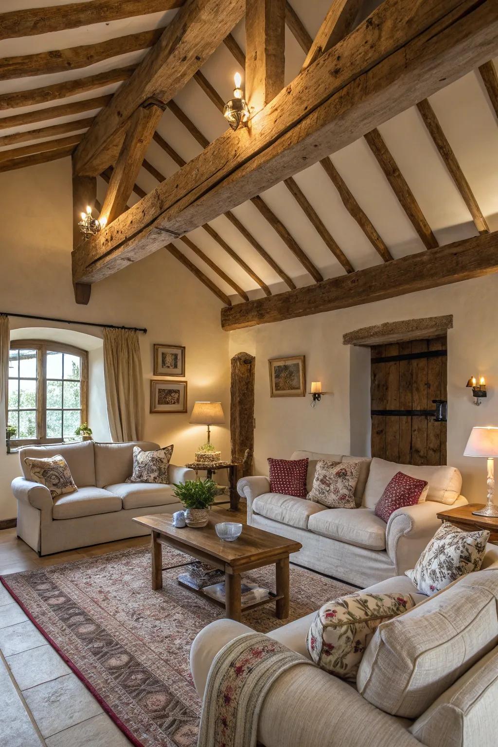 Wooden beams provide warmth and personality to any space.