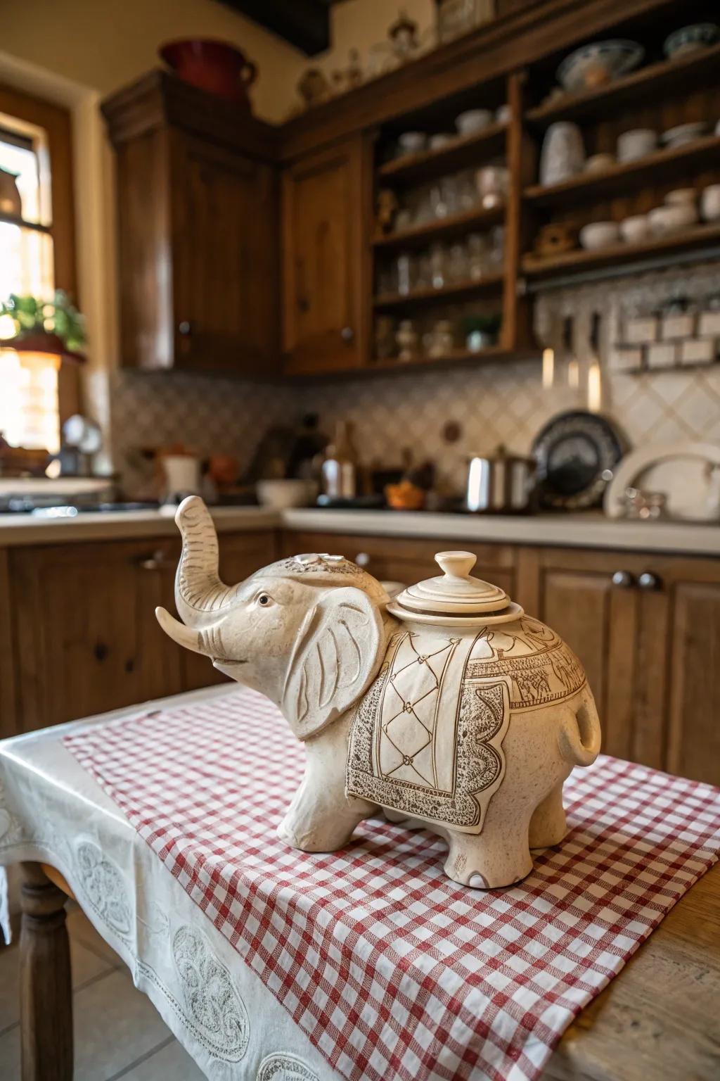A charming animal-shaped ceramic teapot brings a touch of whimsy to any occasion.