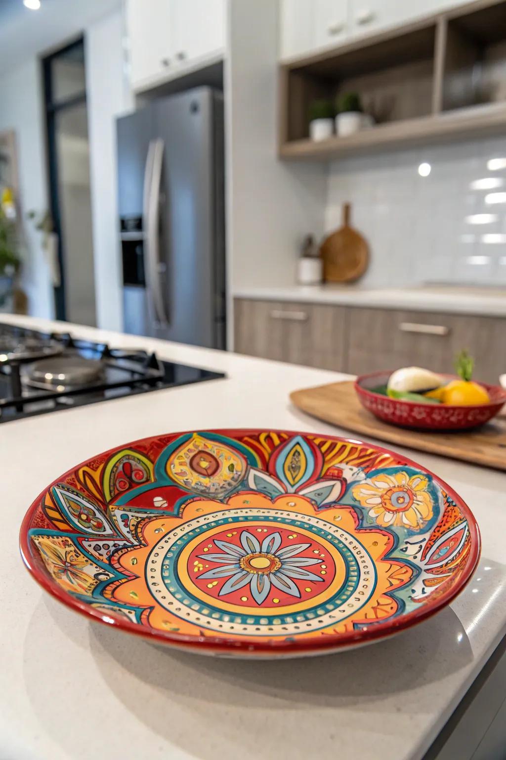 Inject a burst of color with vibrant ceramic motifs.