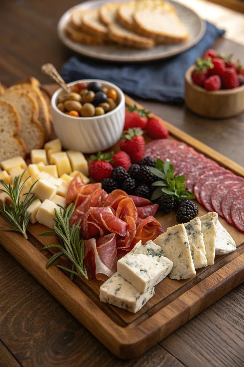A classic snack platter showcasing European influences.