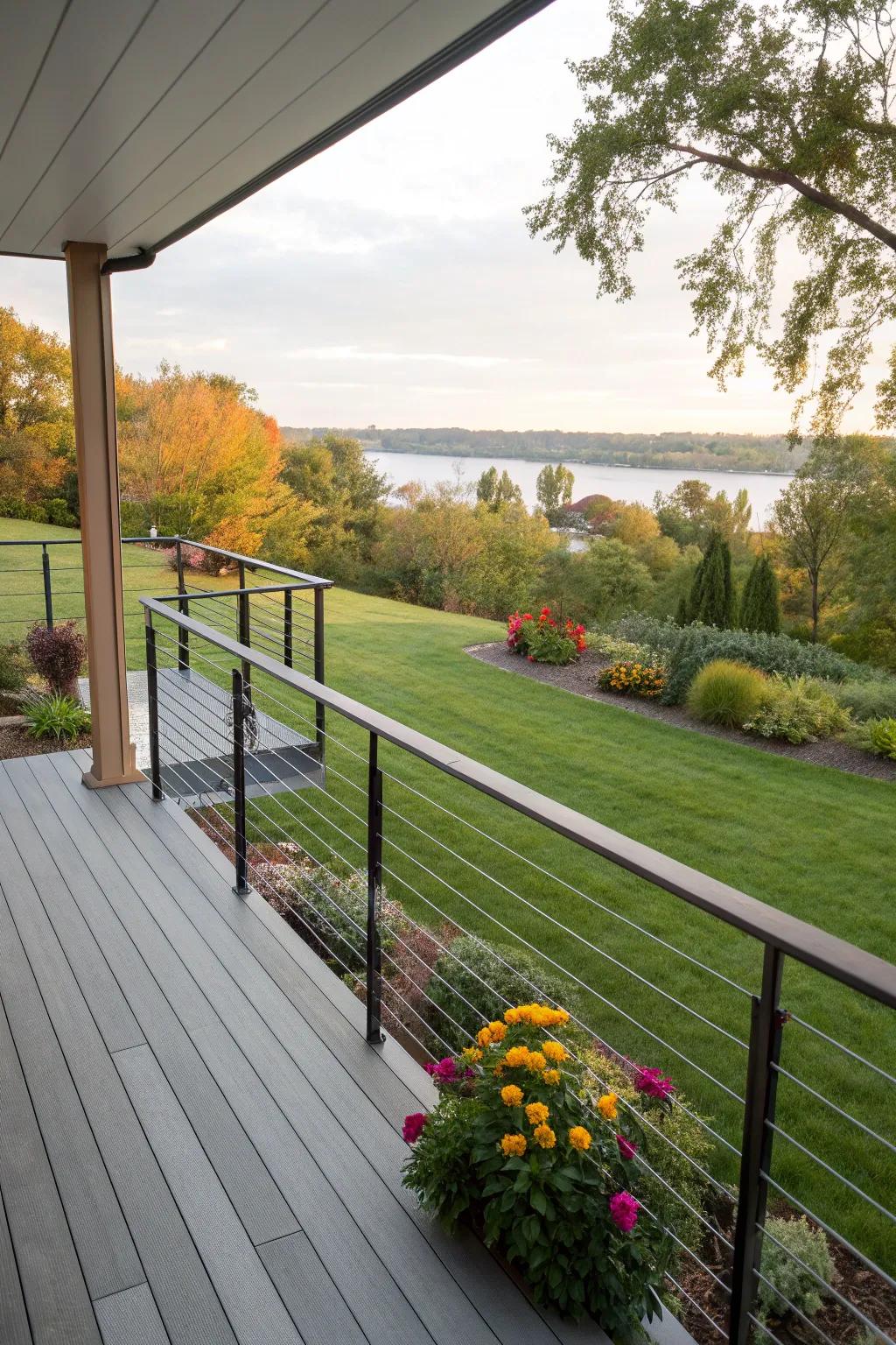 Wire rope railings provide a fresh, contemporary feel without straining your budget.