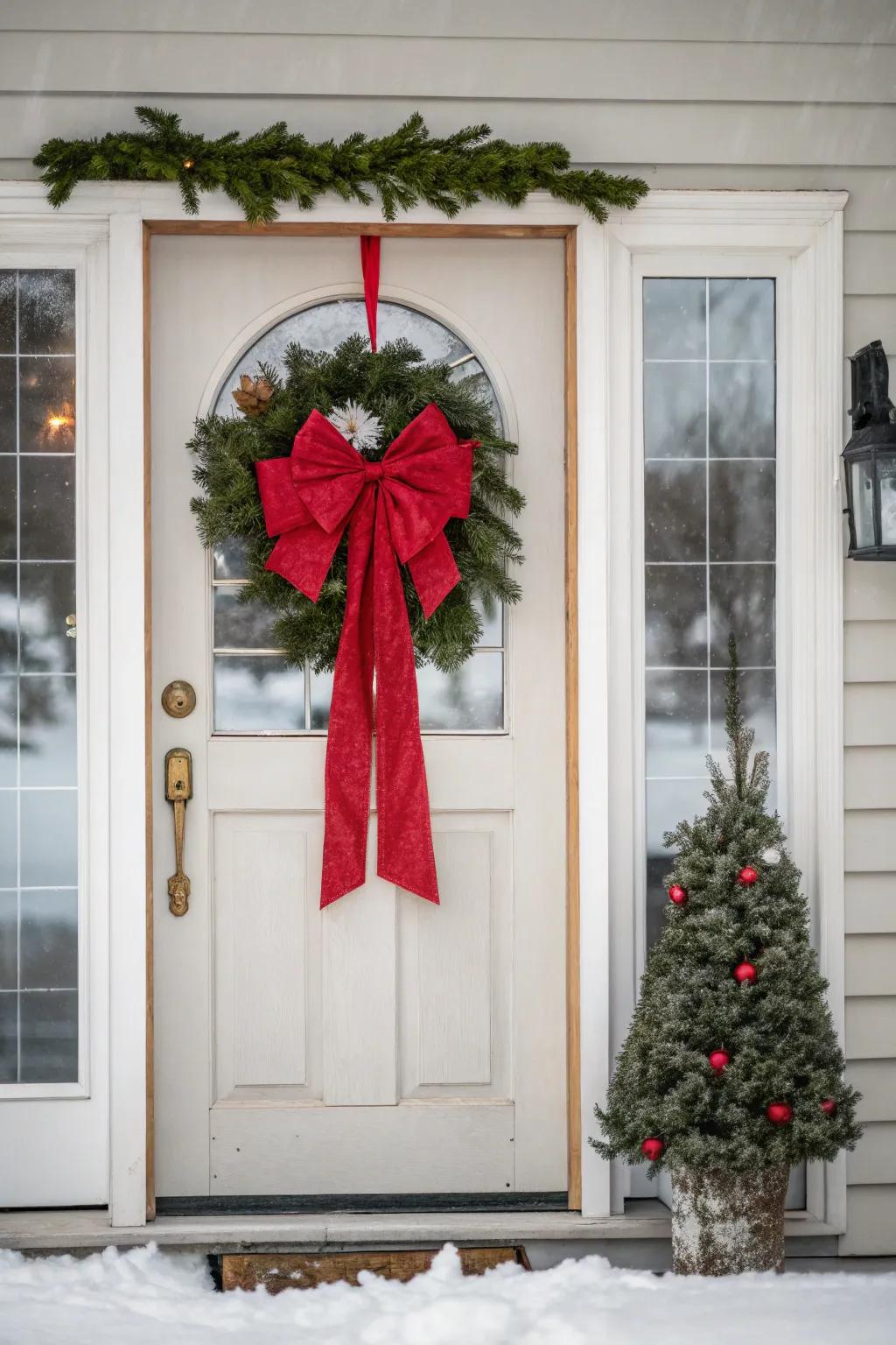 A traditional scarlet bow incorporates a timeless feel into your festive decorations.