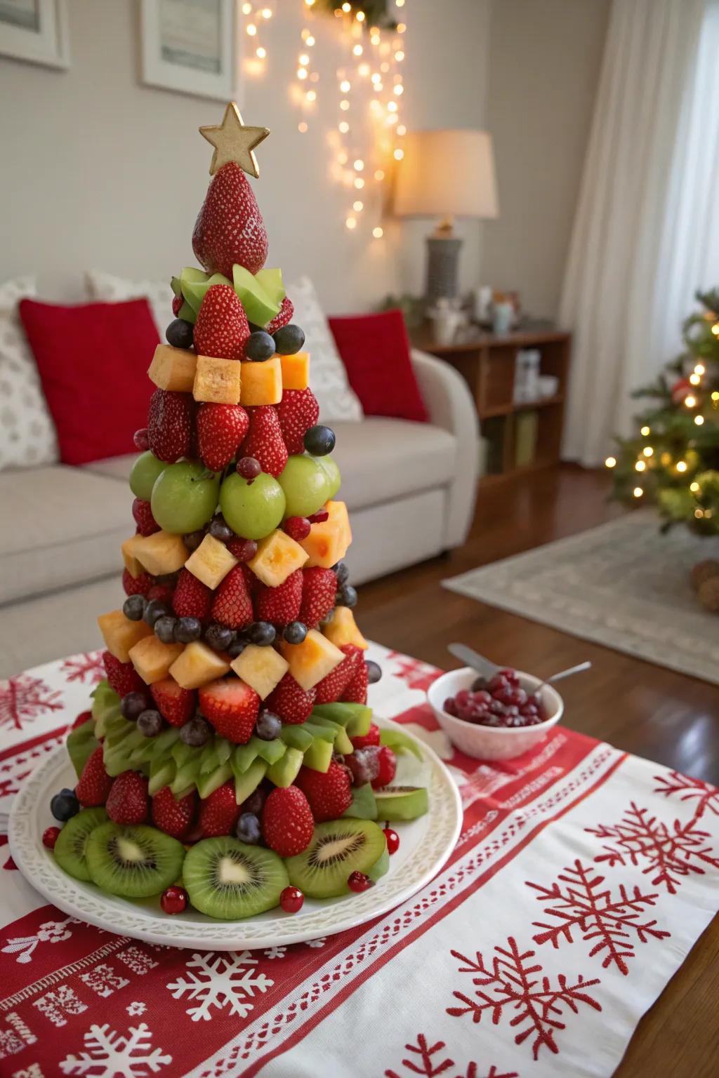 A celebratory fruit sculpture as the centerpiece for your festive feast.