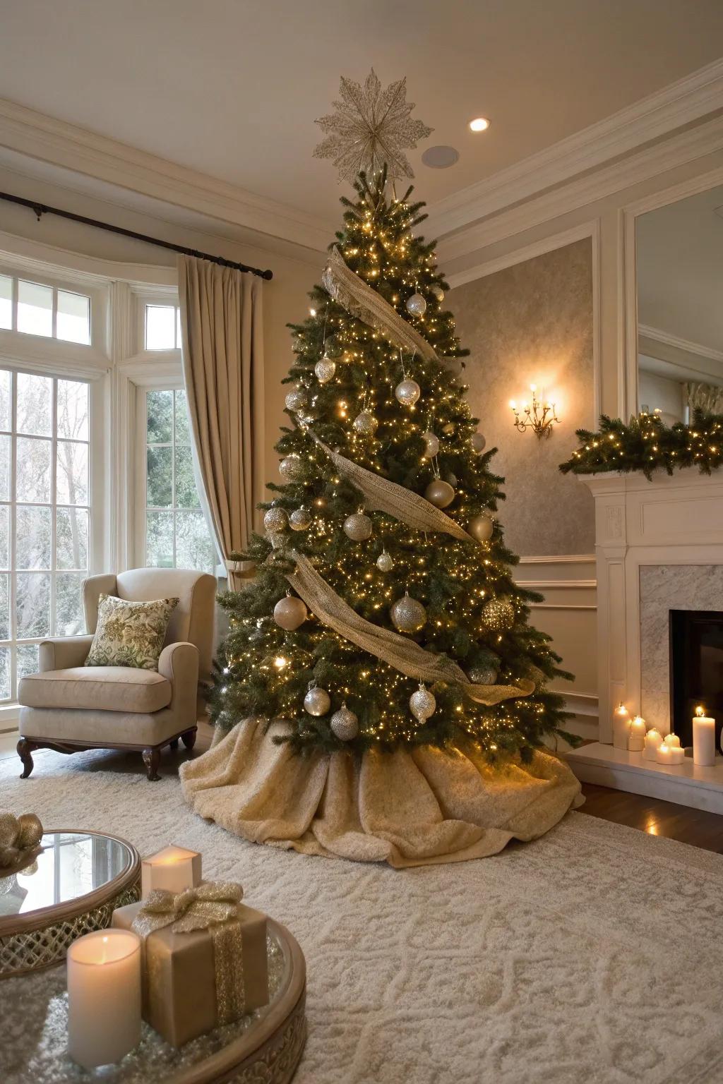 An inviting textile wrap adds warmth to your tree base.