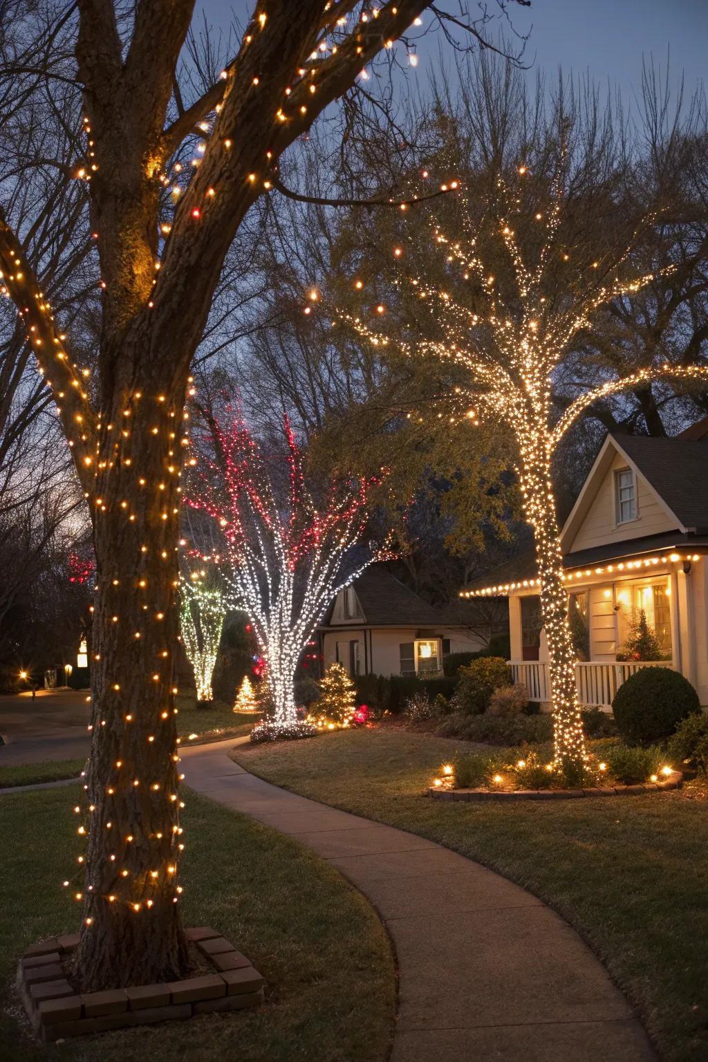 Twinkling radiance lights transform any yard into a festive wonderland.