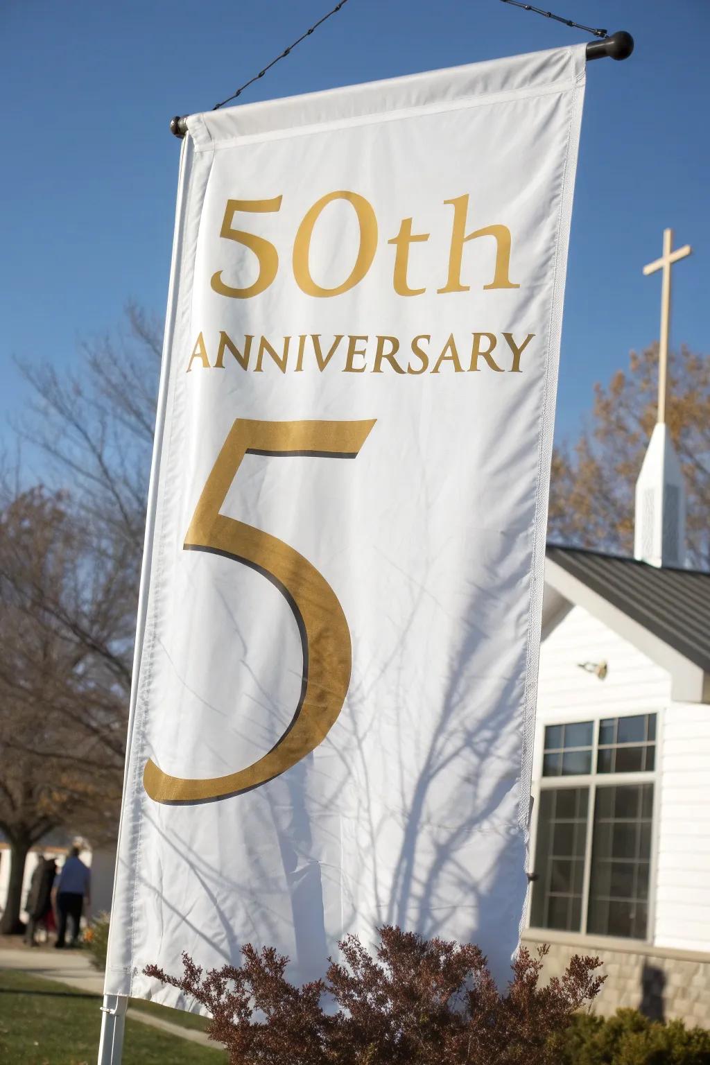 Emphasize the anniversary year with striking numbers.
