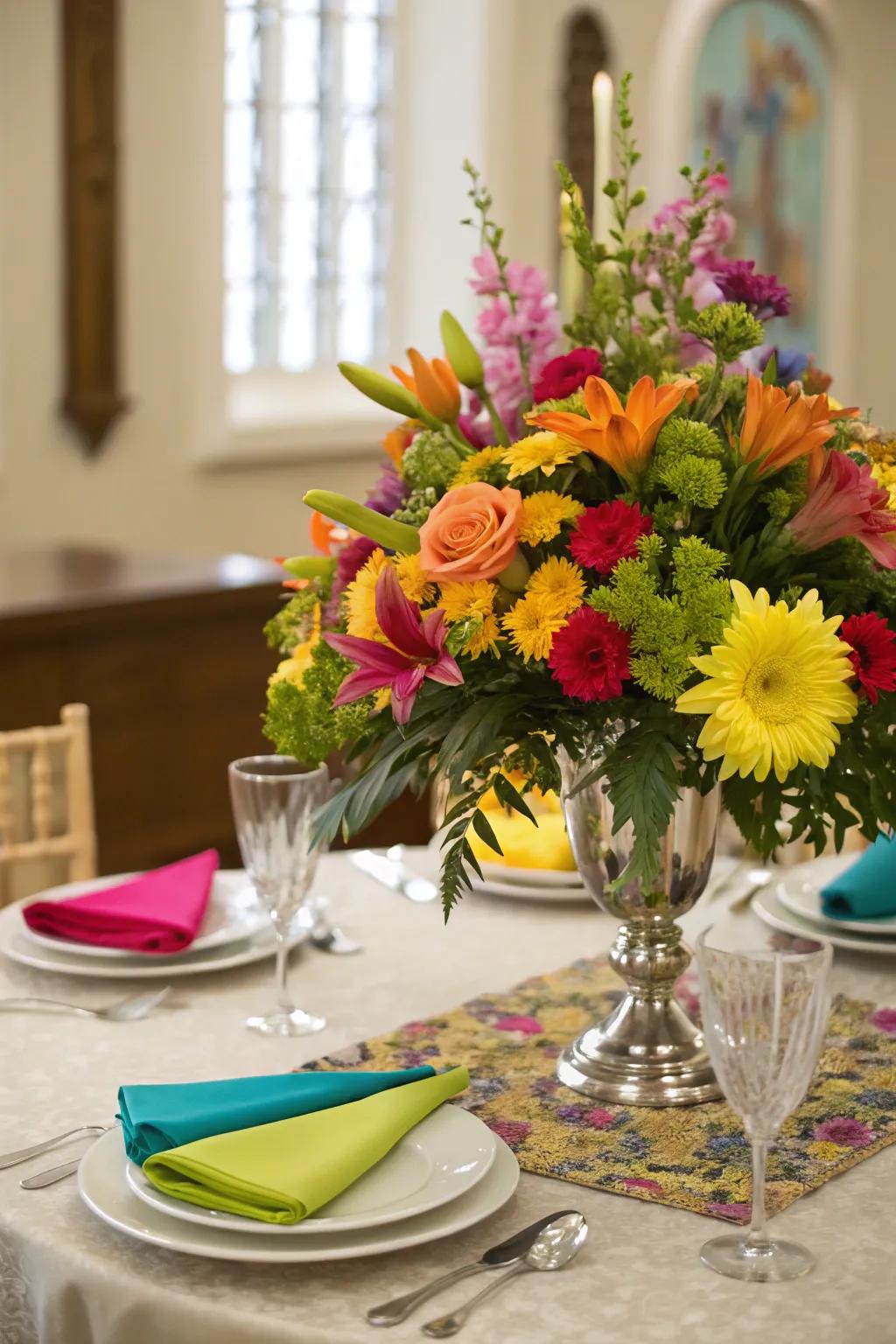 Floral arrangements infuse vibrancy and life into church tables.